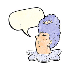 cartoon queen head with speech bubble