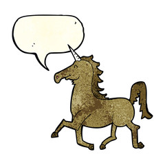 cartoon unicorn with speech bubble