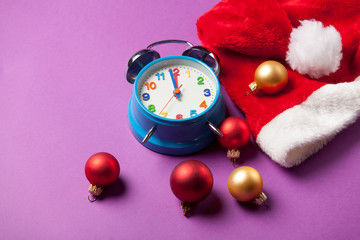 Christmas alarm clock and Santas hat