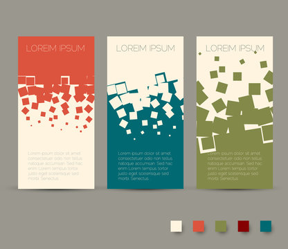 Simple colorful horizontal banners - with square motive