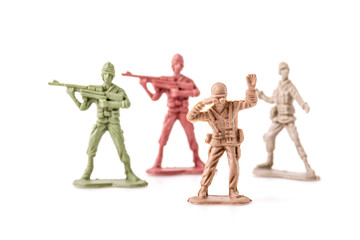 Plastic Toy Soldiers on white background