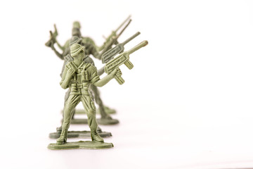 Plastic Toy Soldiers on white background