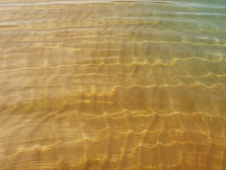 Sand. Sun glare on the water amid a sea of sand