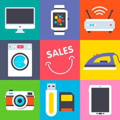 Set of flat retail icons