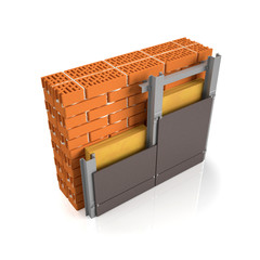 3d illustration. Finishing brick wall tiles, wall design manual