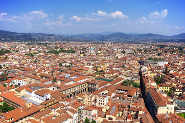 Fototapeta premium Aerial view of Florence from top of Il Duomo di Firenze (Cathedr