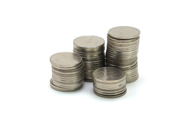 coin stack on white background