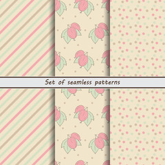 gooseberrygooseberry, a set of seamless patterns, striped background pattern with dots, berry background, vector design