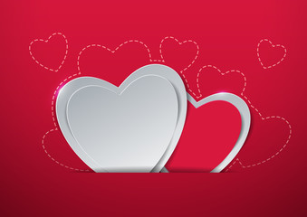 Valentines Day. Hearts Cut from Paper
