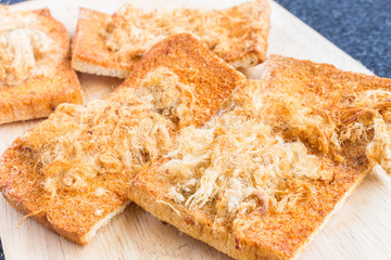 Dried shredded pork with Chillies sauce on Bread