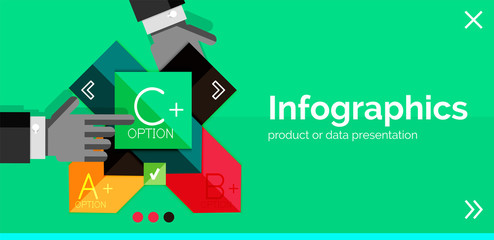 Infographic flat design banner with hands