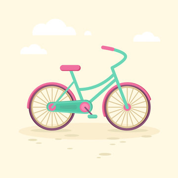 Colorful flat elegant bicycle