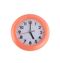 orange wall clock isolated on white.