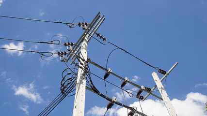 Electricity power tower and transmission lines