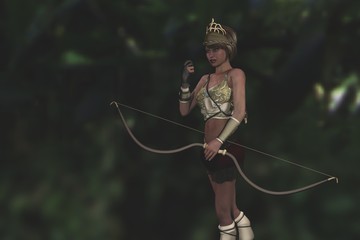 Artemis the Grecian goddess in the forest