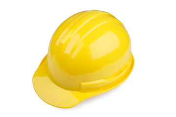 Fototapeta premium Yellow safety helmet on white background