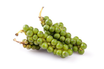 green color black pepper on white background.