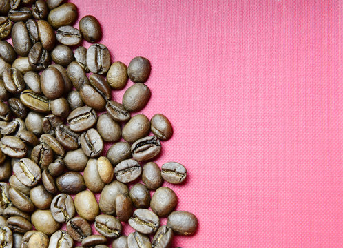 Coffee Beans On A Red Background