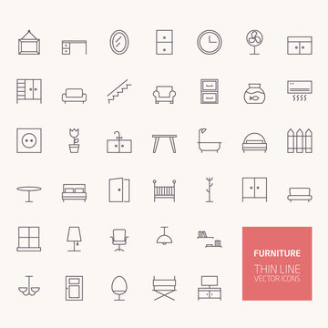 Furniture Outline Icons for web and mobile apps