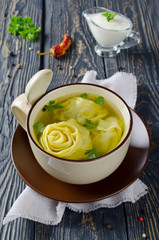 Lazy dumplings in broth