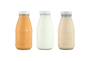 Milk glass bottle isolated on white.