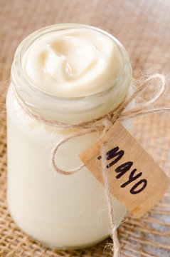 Bottle Jar Of Mayonaise With 'mayo' Label