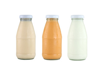 Milk glass bottle isolated on white.