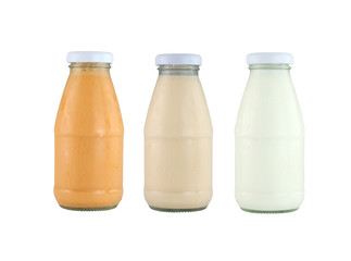Milk glass bottle isolated on white.