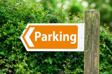 Direction Arrow, Sign To Parking in Orange Color