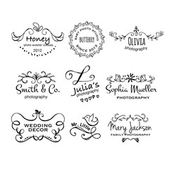 Vector collection of photography hand drawn logo templates