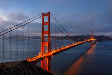 Golden Gate Bridge at sunrise, San Francisco, California, USA.