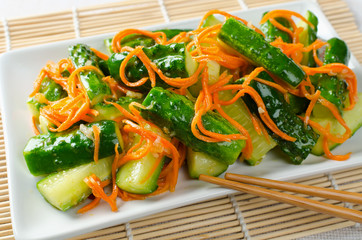Cucumber salad with carrots