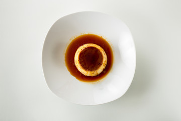 Custard top view white background