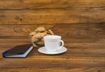 cup of coffee and cookies