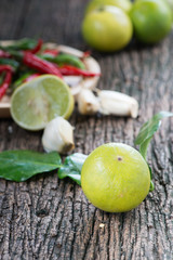 lemon on wood background