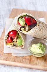 Healthy burrito wraps with roasted vegetables