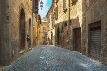 High-rise buildings and narrow streets of the Tuscan, Italian to