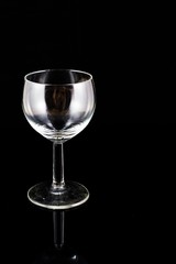 glas with a blue liquid used for chemical analysis..