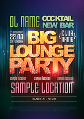 Typography Disco background. Disco poster big lounge party
