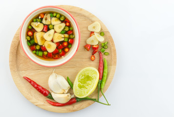 chilli and garlic in fish souce isolated