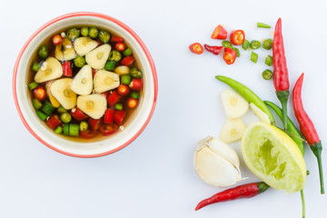 chilli and garlic in fish souce isolated