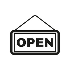The open sign icon. Input and entrance symbol. Flat