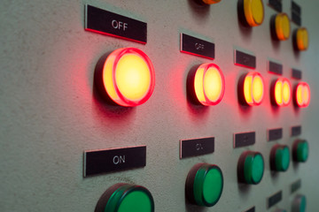 Red and green light led on electric Control Panel showing on/off status
