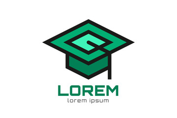 Graduation cap hat logo icon template. College, university