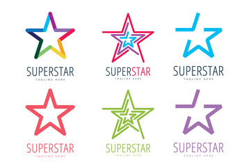 Star vector logo icon template set. Leader, boss, winner, rank