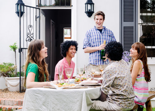 Group of friends smiling and laughing