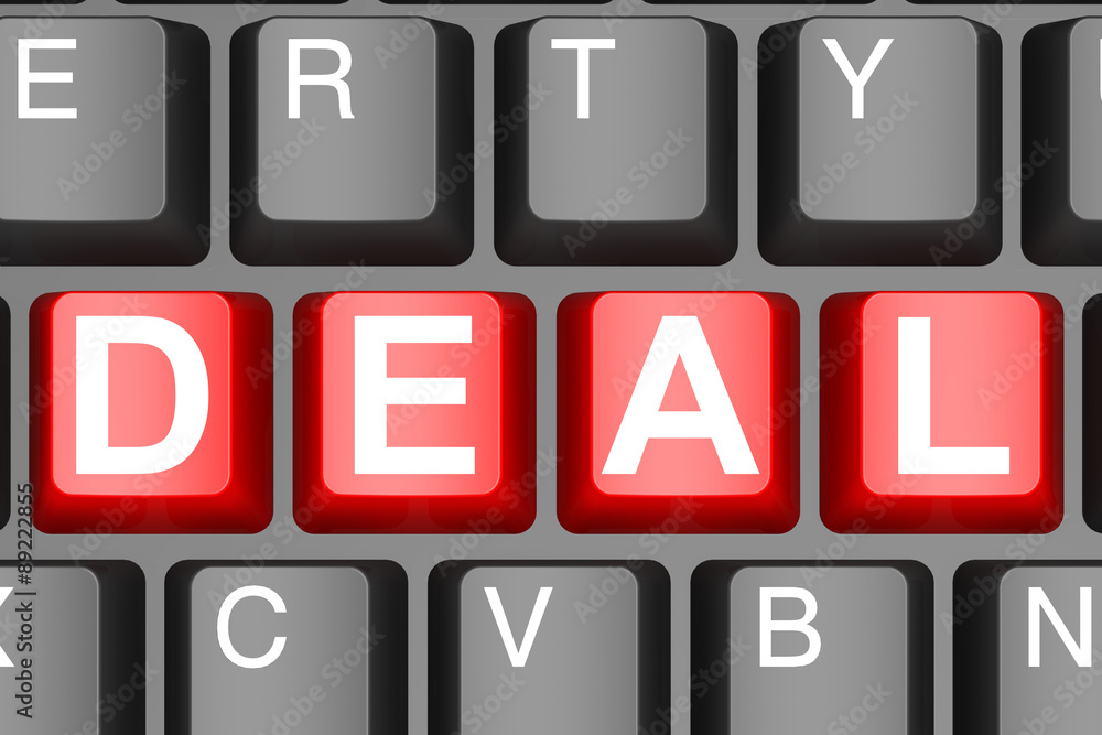 Poster deal button on modern computer keyboard
