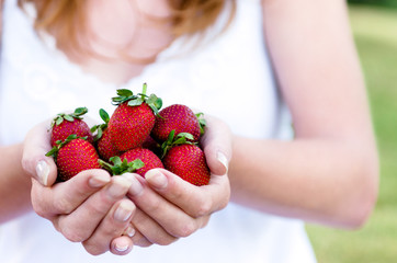 Woman with strawberries