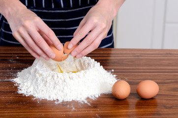Flour hands eggs raw ingredients