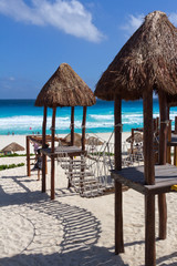 Lifeguard station on Cancun beach in Mexico
